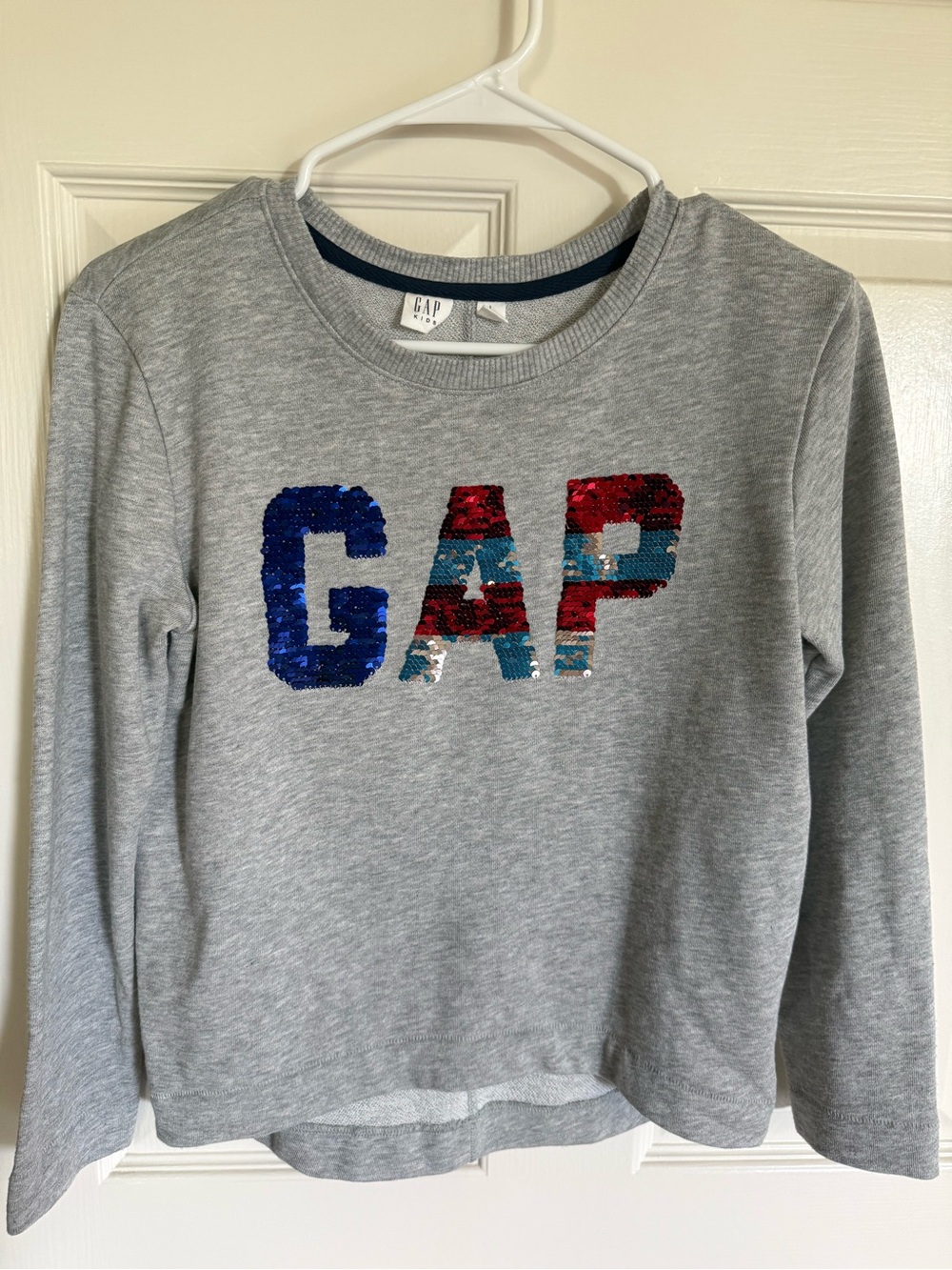 GAPKids Red, White, Blue & Gold Flip Sequins Gray Sweatshirt